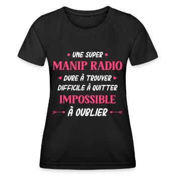 Une super manip radio - T-shirt sport Femme - noir - Devant - AI Model Female 172 light (172cm)