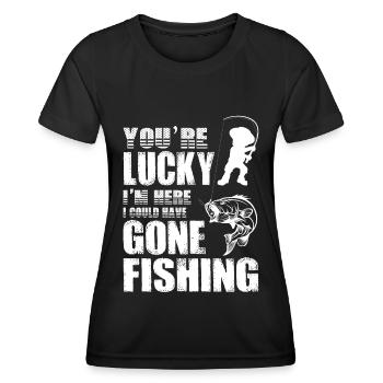 Tu as de la chance que je sois là, j’aurais pêché - T-shirt sport Femme - noir - Devant - AI Model Female 172 light (172cm)