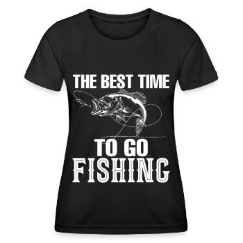 The best time to fish - - Women's Functional T-Shirt - black - Front - AI Model Female 172 light (172cm)