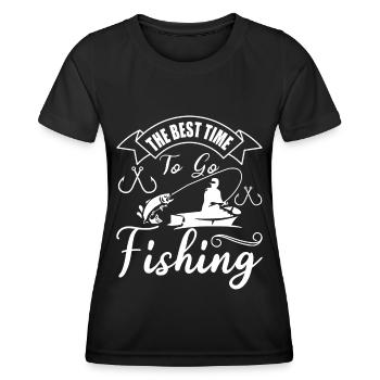 The best time to fish 1 - - Women's Functional T-Shirt - black - Front - AI Model Female 172 light (172cm)