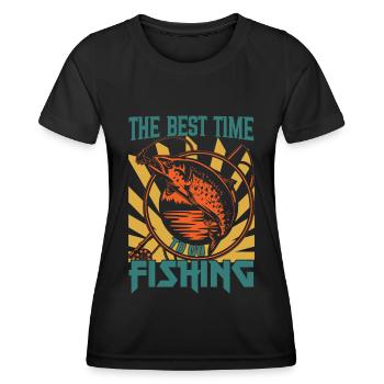 The best time to fish 2 - - Women's Functional T-Shirt - black - Front - AI Model Female 172 light (172cm)