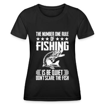 Die wichtigste Regel beim Angeln ist: Sei leise un - Frauen Funktions-T-Shirt - Schwarz - Vorne - AI Model Female 172 light (172cm)