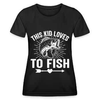 Cet enfant adore pêcher - - T-shirt sport Femme - noir - Devant - AI Model Female 172 light (172cm)