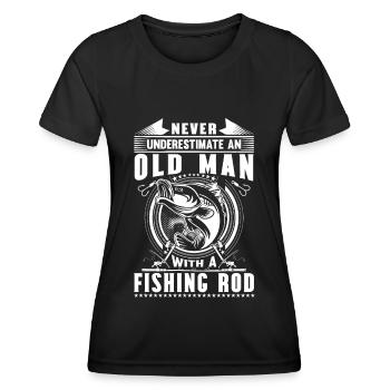 Ne sous-estimez jamais un vieil homme avec un - T-shirt sport Femme - noir - Devant - AI Model Female 172 light (172cm)