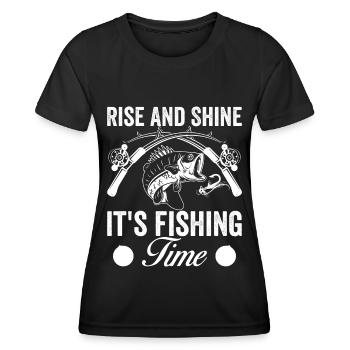 Steh auf und glänze, es ist Zeit zum Fischen - - Frauen Funktions-T-Shirt - Schwarz - Vorne - AI Model Female 172 light (172cm)