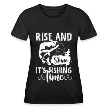 Rise And Shine It's Fishing Time 1 - - Frauen Funktions-T-Shirt - Schwarz - Vorne - AI Model Female 172 light (172cm)