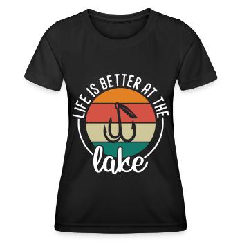 Life is better at Lake 1 - - Women's Functional T-Shirt - black - Front - AI Model Female 172 light (172cm)
