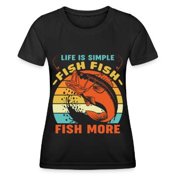 La vie est juste poisson poisson poisson plus - - T-shirt sport Femme - noir - Devant - AI Model Female 172 light (172cm)