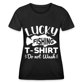 Ne lavez pas la chemise du pêcheur chanceux 5 - - T-shirt sport Femme - noir - Devant - AI Model Female 172 light (172cm)