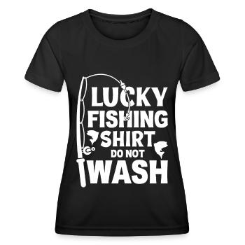 Ne lavez pas la chemise de pêcheur chanceux 6 - - T-shirt sport Femme - noir - Devant - AI Model Female 172 light (172cm)