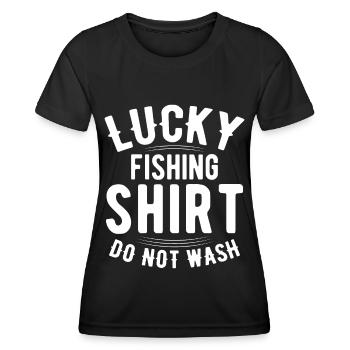 Ne lavez pas la chemise du pêcheur chanceux 9 - - T-shirt sport Femme - noir - Devant - AI Model Female 172 light (172cm)