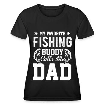 Mon compagnon de pêche préféré m’appelle papa - - T-shirt sport Femme - noir - Devant - AI Model Female 172 light (172cm)