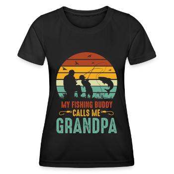 Mon compagnon de pêche m’appelle grand-père - - T-shirt sport Femme - noir - Devant - AI Model Female 172 light (172cm)
