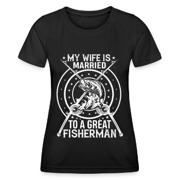 Meine Frau ist mit einem tollen Angler verheiratet - Frauen Funktions-T-Shirt - Schwarz - Vorne - AI Model Female 172 light (172cm)