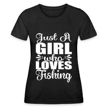Just A Gril Who Love Fishing - - Frauen Funktions-T-Shirt - Schwarz - Vorne - AI Model Female 172 light (172cm)