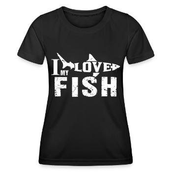 J’adore mon poisson - - T-shirt sport Femme - noir - Devant - AI Model Female 172 light (172cm)