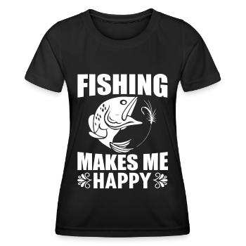 Angeln macht mich glücklich 7 - - Frauen Funktions-T-Shirt - Schwarz - Vorne - AI Model Female 172 light (172cm)