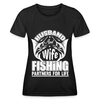 Mari et femme partenaires de pêche pour la vie - - T-shirt sport Femme - noir - Devant - AI Model Female 172 light (172cm)