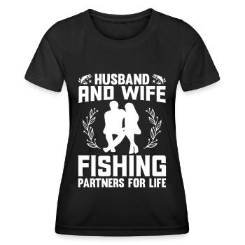 Ehemann und Ehefrau Angeln Partner für das Leben 1 - Frauen Funktions-T-Shirt - Schwarz - Vorne - AI Model Female 172 light (172cm)