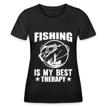 Angeln ist meine beste Therapie - - Frauen Funktions-T-Shirt - Schwarz - Vorne - AI Model Female 172 light (172cm)