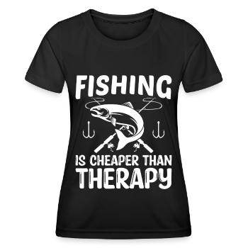 Angeln ist billiger als eine Therapie - - Frauen Funktions-T-Shirt - Schwarz - Vorne - AI Model Female 172 light (172cm)