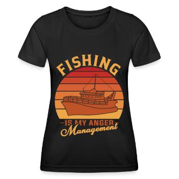 Fishing is my anger management 1 - - Women's Functional T-Shirt - black - Front - AI Model Female 172 light (172cm)