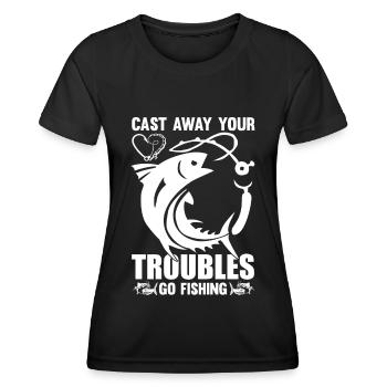 Throw away your worries, go fishing 1 - - Women's Functional T-Shirt - black - Front - AI Model Female 172 light (172cm)