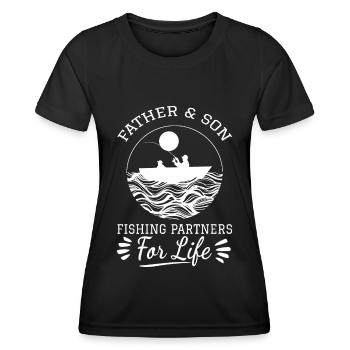 Père et fils comme partenaires de pêche pour la vie - - T-shirt sport Femme - noir - Devant - AI Model Female 172 light (172cm)