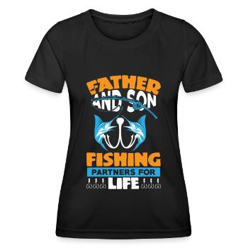 Vater und Sohn Angeln Partner für das Leben 1 - - Frauen Funktions-T-Shirt - Schwarz - Vorne - AI Model Female 172 light (172cm)