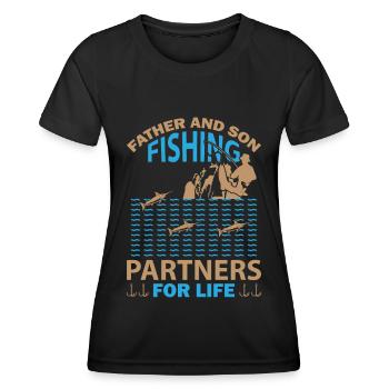 Père et fils comme partenaires de pêche pour la vie - - T-shirt sport Femme - noir - Devant - AI Model Female 172 light (172cm)