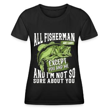 Tous les pêcheurs sont des menteurs, sauf vous et moi, et - T-shirt sport Femme - noir - Devant - AI Model Female 172 light (172cm)
