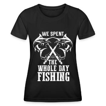 Nous avons passé toute la journée à pêcher - - T-shirt sport Femme - noir - Devant - AI Model Female 172 light (172cm)
