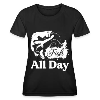 Fisch den ganzen Tag 1 - - Frauen Funktions-T-Shirt - Schwarz - Vorne - AI Model Female 172 light (172cm)