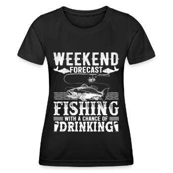 Prévisions de week-end pêche avec une chance de boire - T-shirt sport Femme - noir - Devant - AI Model Female 172 light (172cm)
