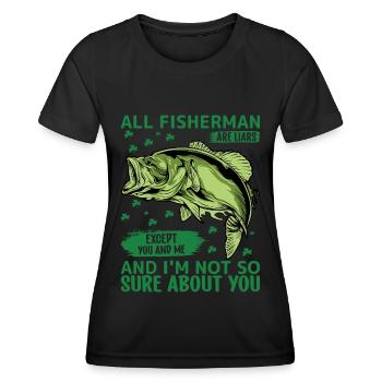 Alle Fischer sind Lügner, außer du und ich, und ic - Frauen Funktions-T-Shirt - Schwarz - Vorne - AI Model Female 172 light (172cm)