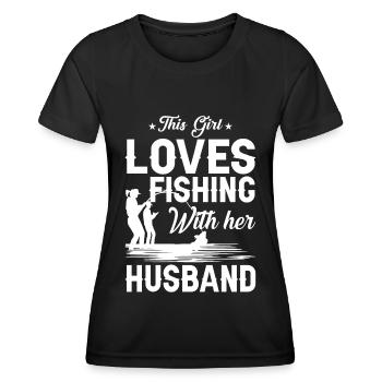 Dieses Mädchen liebt das Angeln mit ihrem Ehemann - Frauen Funktions-T-Shirt - Schwarz - Vorne - AI Model Female 172 light (172cm)