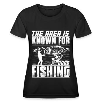 Das Gebiet ist bekannt für gutes Angeln - - Frauen Funktions-T-Shirt - Schwarz - Vorne - AI Model Female 172 light (172cm)