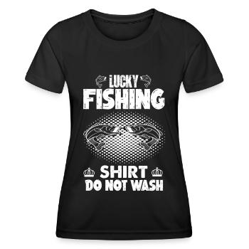 Ne lavez pas Lucky Fishing Shirt 3 - - T-shirt sport Femme - noir - Devant - AI Model Female 172 light (172cm)