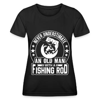 Ne sous-estimez jamais un vieil homme avec un - T-shirt sport Femme - noir - Devant - AI Model Female 172 light (172cm)