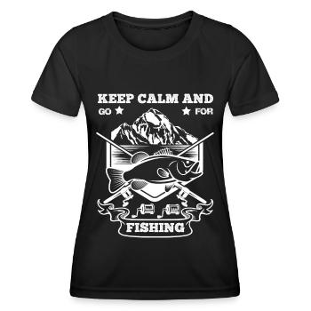 Ruhig bleiben und angeln gehen 1 - - Frauen Funktions-T-Shirt - Schwarz - Vorne - AI Model Female 172 light (172cm)