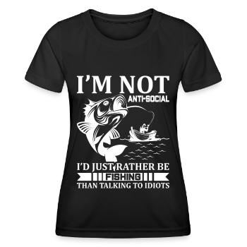 I'm not antisocial, I'd just rather fish - Women's Functional T-Shirt - black - Front - AI Model Female 172 light (172cm)