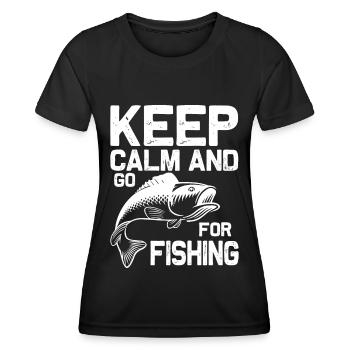 Ruhig bleiben und angeln gehen - - Frauen Funktions-T-Shirt - Schwarz - Vorne - AI Model Female 172 light (172cm)