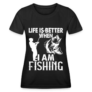 Life is better when I'm fishing - - Women's Functional T-Shirt - black - Front - AI Model Female 172 light (172cm)