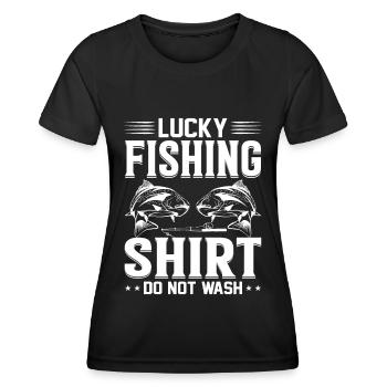 Ne lavez pas Lucky Fishing Shirt 1 - - T-shirt sport Femme - noir - Devant - AI Model Female 172 light (172cm)