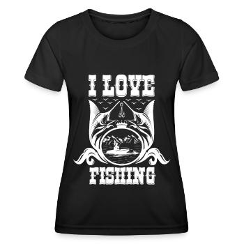 J’adore pêcher 1 - - T-shirt sport Femme - noir - Devant - AI Model Female 172 light (172cm)