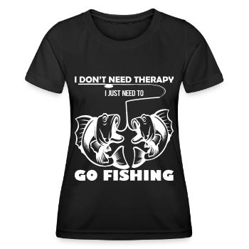 Ich brauche keine Therapie, ich muss nur angeln ge - Frauen Funktions-T-Shirt - Schwarz - Vorne - AI Model Female 172 light (172cm)