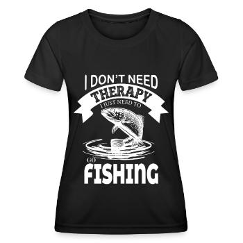 Ich brauche keine Therapie, ich muss nur angeln ge - Frauen Funktions-T-Shirt - Schwarz - Vorne - AI Model Female 172 light (172cm)