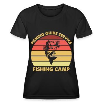 Camp de pêche du Service des guides de pêche - - T-shirt sport Femme - noir - Devant - AI Model Female 172 light (172cm)