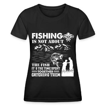 La pêche n’est pas une question de poisson, c’est une question de - T-shirt sport Femme - noir - Devant - AI Model Female 172 light (172cm)