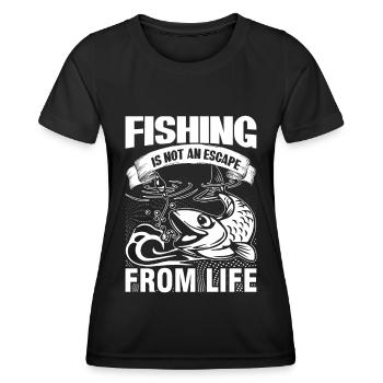 Angeln ist keine Flucht vor dem Leben -. - Frauen Funktions-T-Shirt - Schwarz - Vorne - AI Model Female 172 light (172cm)